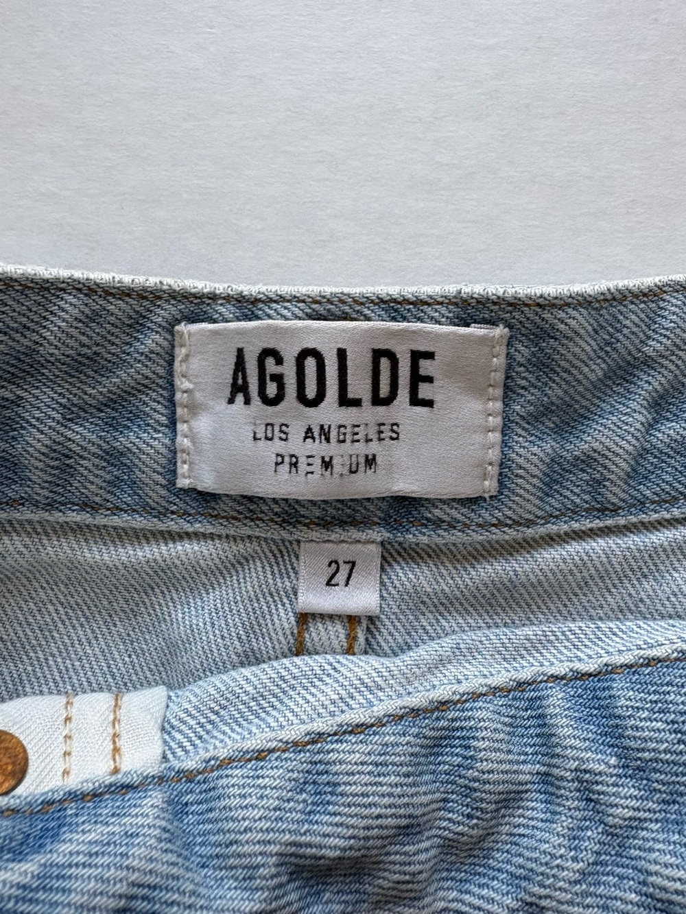 Agolde Criss Cross Light Wash Denim Skirt Womens 27 Unfinished Hem - Picture 3 of 10
